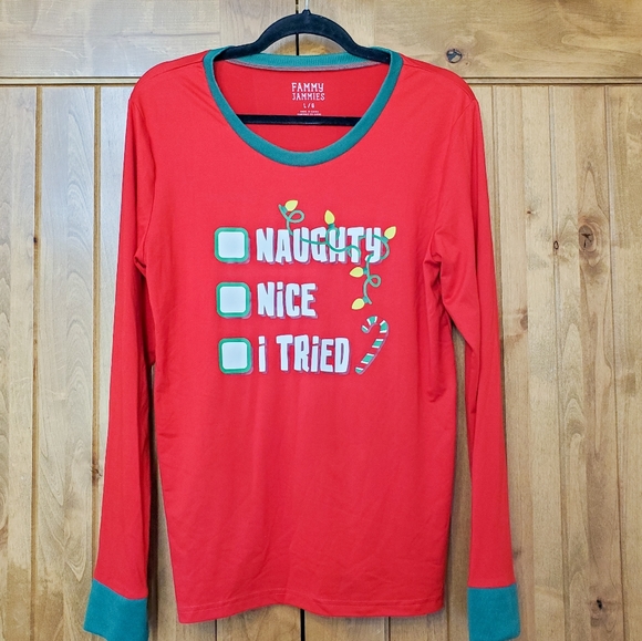 Fammy Jamimes Christmas Themed Pajama Top - Picture 1 of 5
